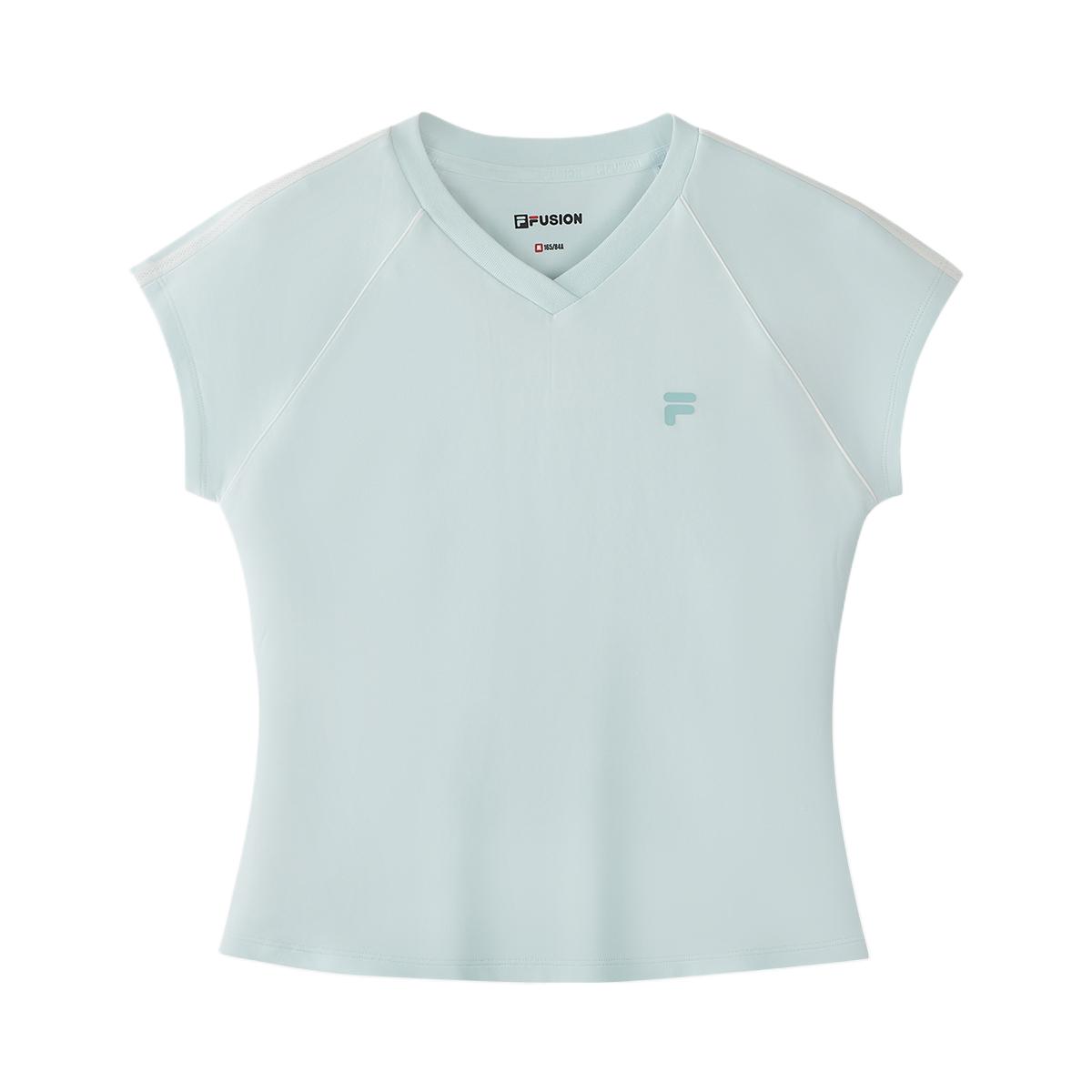 FILA Fusioneer Short Sleeve Solid Color V-Neck T-Shirt Women tops T11W625106G-LG S