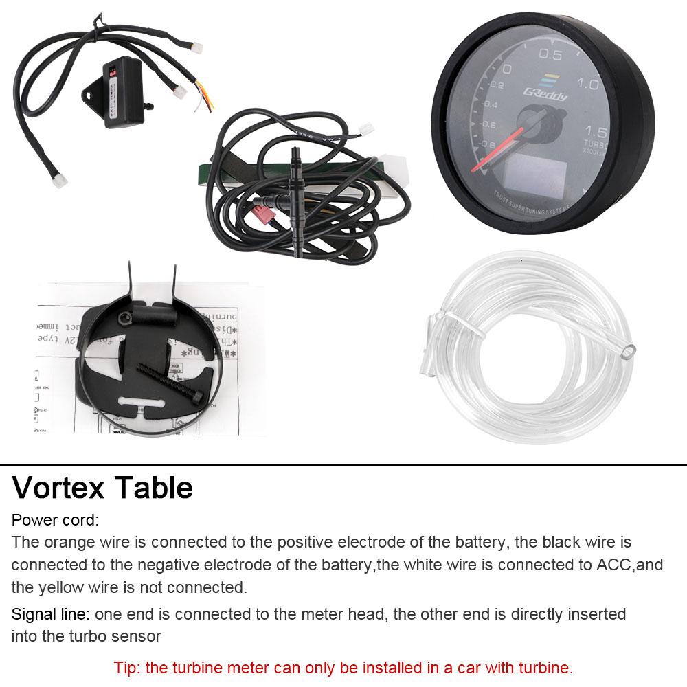 Racing Car Turbo Boost Gauge 7 Color Digital Voltage Display Meter Auto Instrument Cluster Tester Automobile Accessories