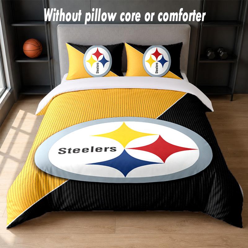 Pittsburgh Steelers Design Bed Bedding Set 1 Duvet Cover + 2 Pillowcases Soft Breathable Household Bed Linens