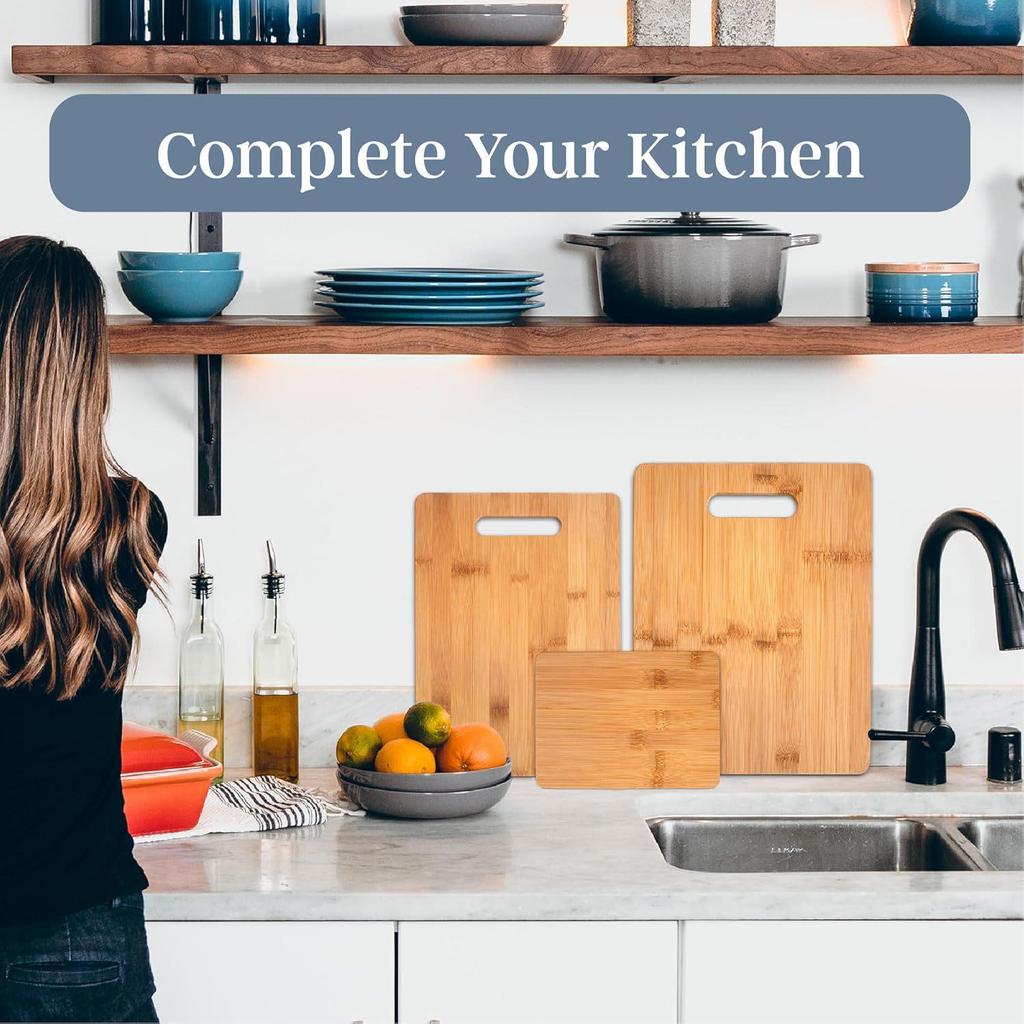Three-Piece Bamboo Double-Sided Cutting Board Set - Customizable Engraving