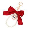 Fashionable Pearls Embellished Bows Bag Accessory Versatile Keychain Pendant Hanging Decoration For Purses