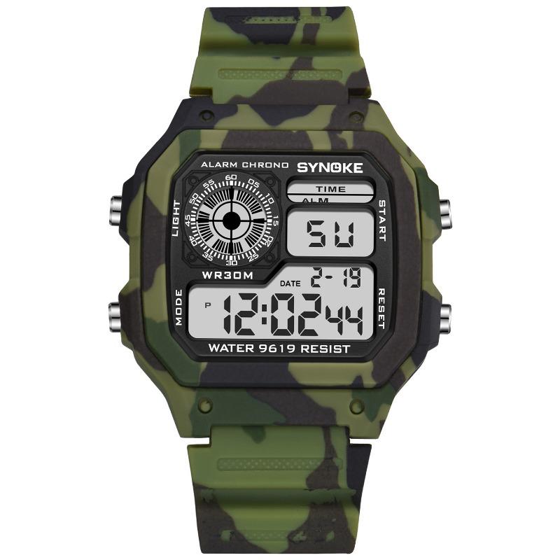 

Top Brand New Camouflage Multifunctional Fashion Square Student Electronic Watch Colorful Luminous Waterproof Sports Men s Wristwatch