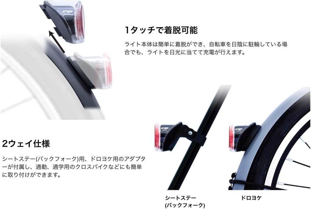 Crops Bicycle Solar Charging Reflector Tail Light 80JSRV-NUSB (C2T03-04-0384)