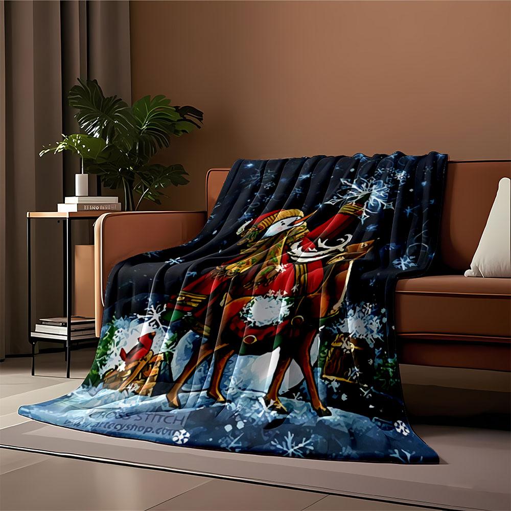 Snowman and Reindeer Festivity for all seasons blanket lunch break throw gift