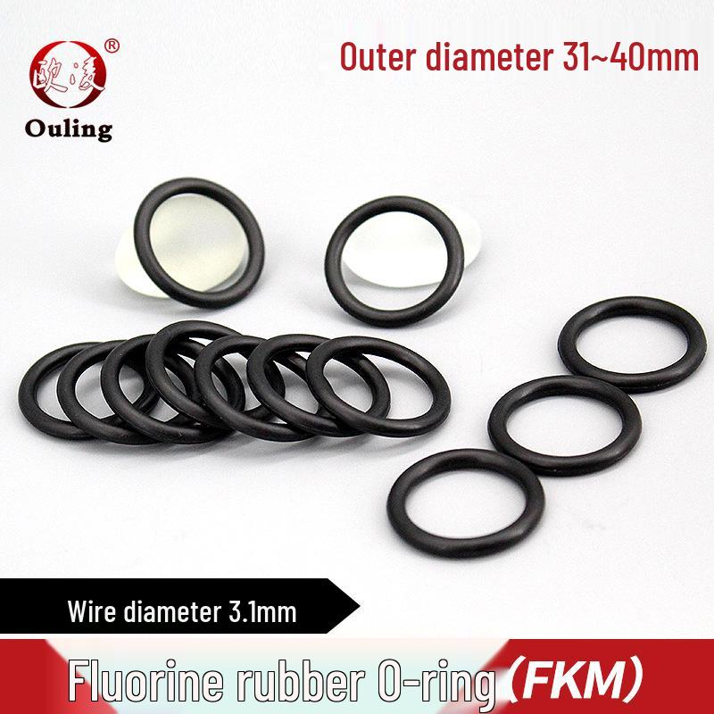Black Oil-Resistant Fluororubber O-ring (31-40mm Outer Diameter, 3.1mm Thickness) OD 31*3.1mm (5 pcs) Black Fluororubber O-ring