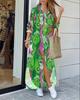 Fashion Long Sleeve Print Women Loose Fit Casual Maxi Dress