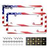 Durable License Plate Holder 2Pcs US Flag Frame Holder, Patriotic Car Tag American Star Stripes Covers, Auto Accessories