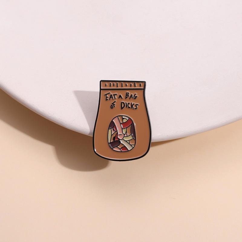 And Unique Fashionable Brown Geometric Letter Brooch Trendy Metal Pin For Personal Style