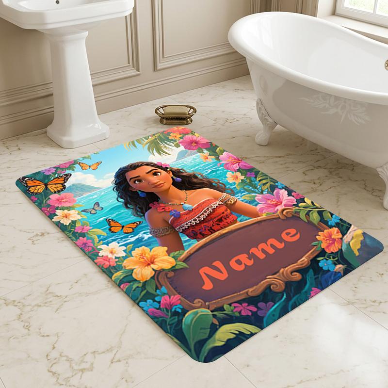 Custom Name Princess Garden Living Room Non-Slip Area Rug Soft Carpet for Bedroom Kids Playroom Sofa Office Home Decor Doormat