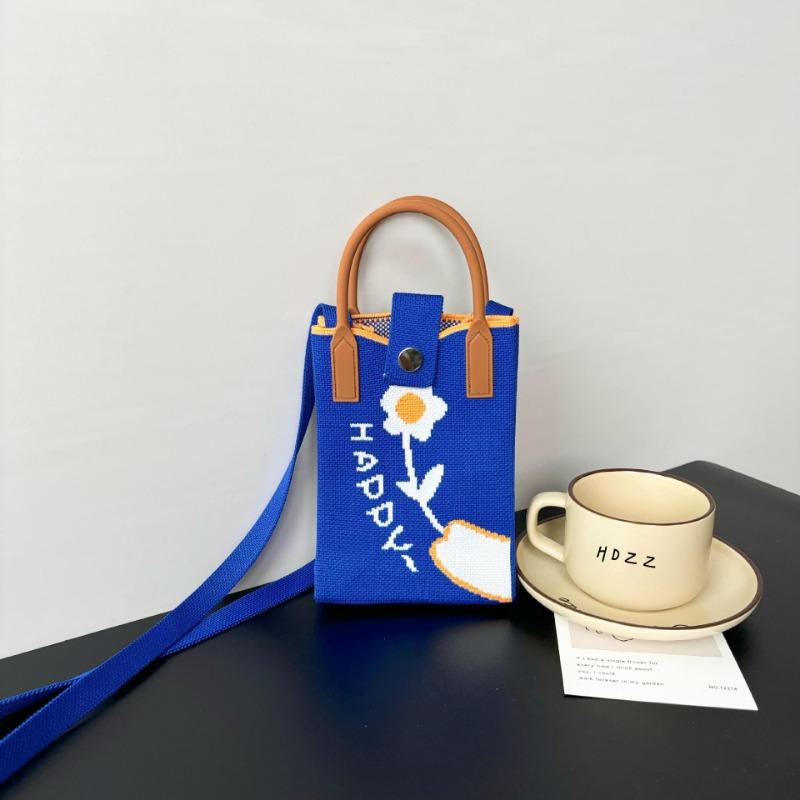 Mobile phone bag flower knitted bag niche versatile shoulder messenger bag trendy tote bag flower knitting