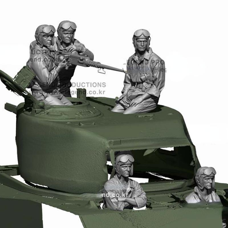 1/16 Scale Resin Body Assembled Model Kit Military Hobby Miniature WW2 US Tank Crew Set (5 Figs) Unassembled and Unpainted