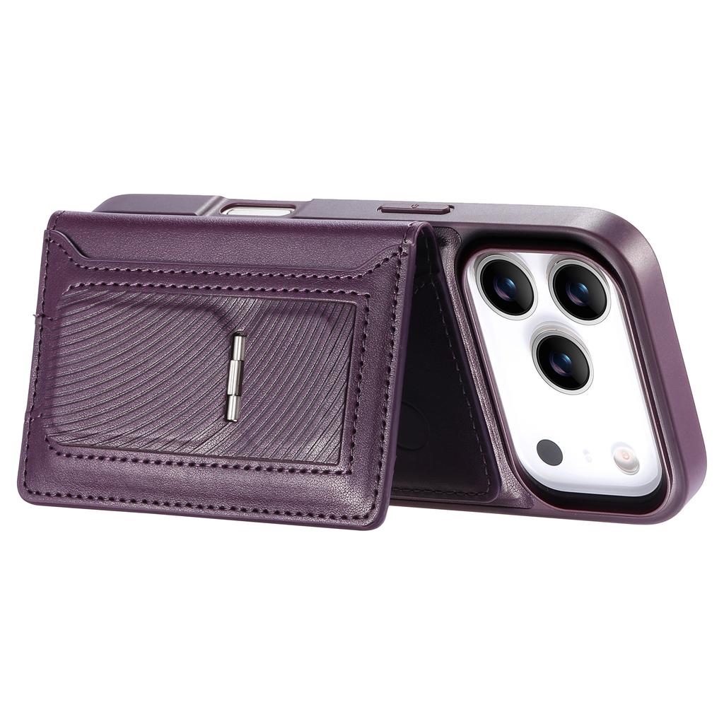 CASENEO For iPhone 17 Pro Max Detachable Magnetic Phone Case with Card Holder Kickstand TPU PU Leather PC Phone Cover Compatible with MagSafe