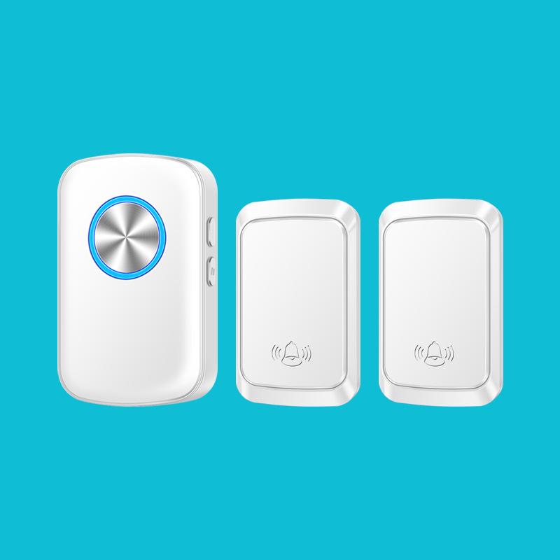 Self-Powered, Waterproof Wireless Doorbell with Remote Control - Two Receivers Included белый