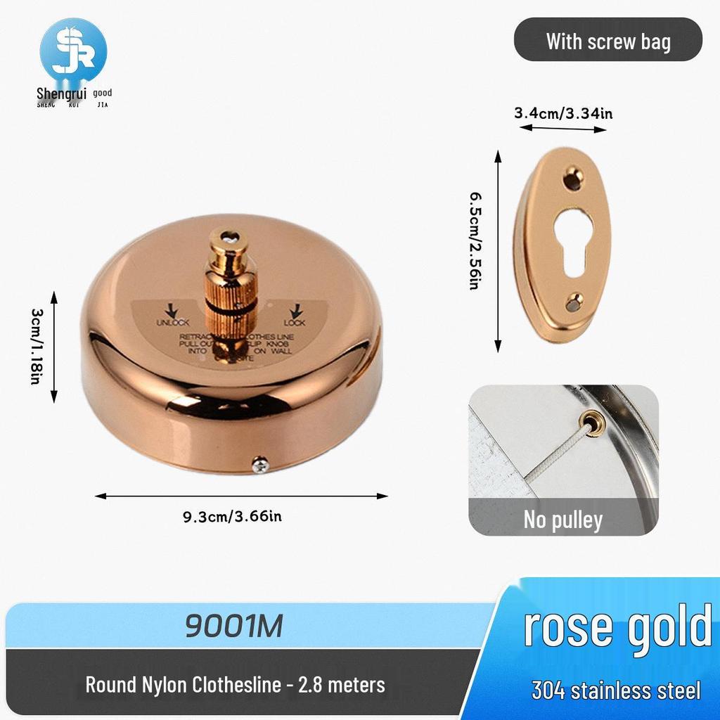 304 Stainless Steel Retractable Clothesline - No-Drill, Invisible Wall Mount, Indoor Nylon Drying Rope