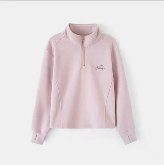 

Флисовая толстовка для девочки - Стильная осенне-зимняя модель с высоким воротником, бархатная, с длинным рукавом 120 cm розовый