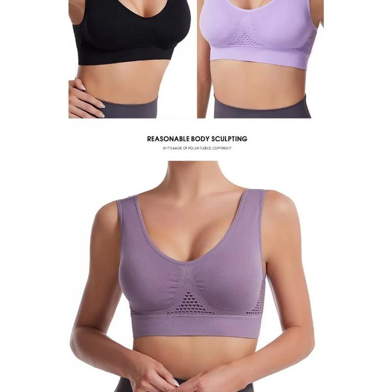 Women Plus Size Breathable Mesh Hollow Out Sports Bra For Yoga Running