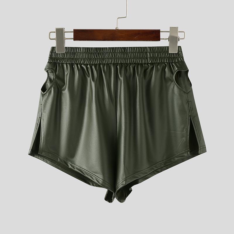 

INCERUN Женские Мужские Эластичная Талия Блестящие С Открытой Сзади Облегающие Мини Шорты 3XL зелёный