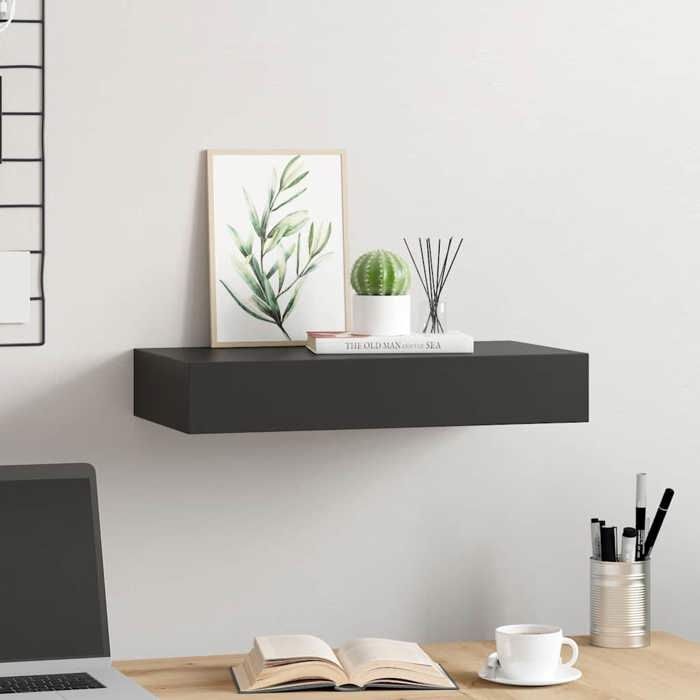 VidaXL Floating Wall Shelf with Drawer Black 48x25x8 Cm