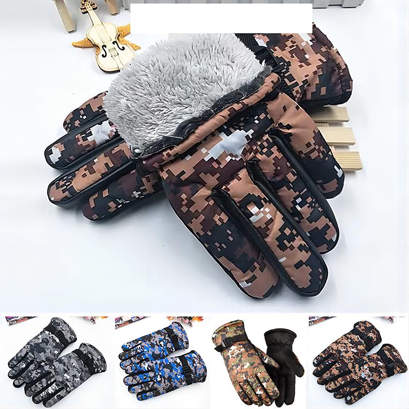 

Чоловічі зимові велосипедні вітрозахисні рукавички з сенсорним екраном. Плюшеві та потовщені холодні та теплі рукавички. Лижні камуфляжні рукавички.