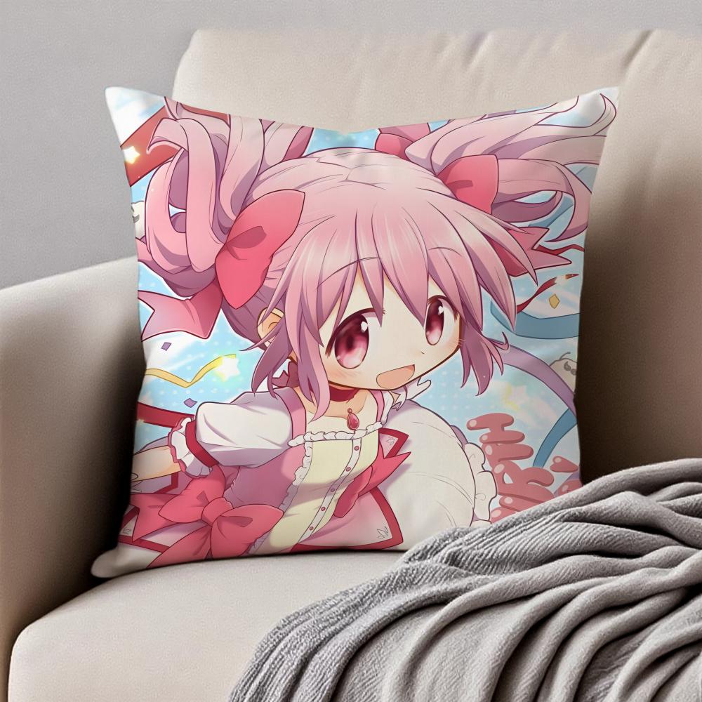 Cute Japanese Anime PPuella Magi Madoka Magica Cushion Cover Pillowcase Antidustmite Invisible Zipper Short Plush Sofa Cushion