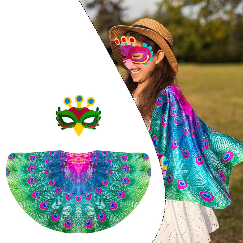 Peacock Cape with Carnival Role Play Halloween Dress Up for Child Toddler