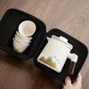 Guochao Accompanying Gift Coarse Pottery Office Cup Holiday Gift Qingshan Flying Bird Portable Car Express Travel Tea Set