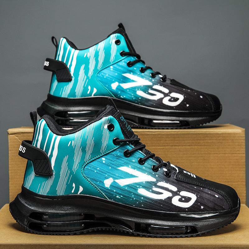 

Gradually change color men s shoes spring high top new mesh trend air cushion casual sports shoes student dad trendy shoes 44