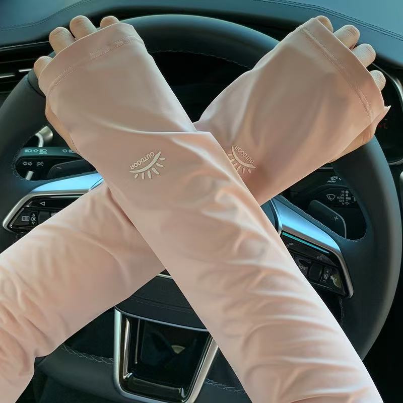 

Summer Ice Sleeves, Sun Protection for Driving, Thin Design, Loose Ice Silk Sleeves, Gloves, UV Resistant Ice Sleeves for Cycling, Arm Protection One Size [UPF50 +] розовый