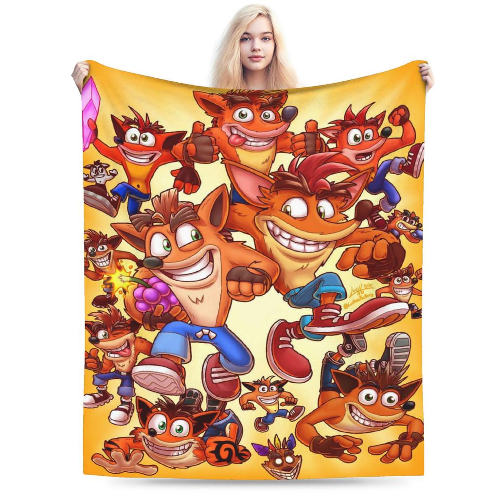 C-Crash B-Bandicoot Decke Warm Weich Grafisch Plüsch Bettwäsche Überwurf Für Mädchen Jungen Heimdekoration Flanell Tagesdecke Bettbezug