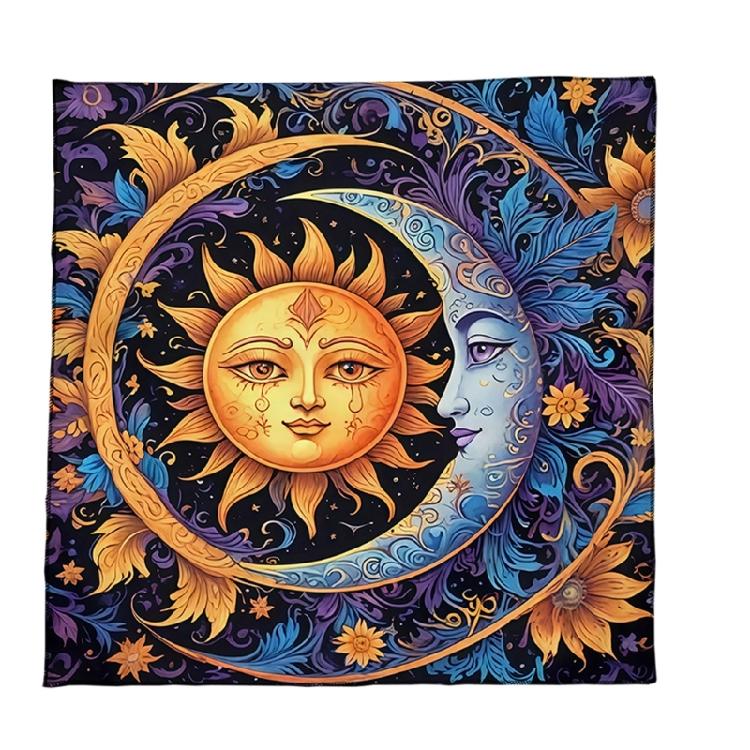 Divinations Tablecloth Sun Moon Pattern Astrology Tarots Card Tablecloth Altars Cloth Divinations Board Game Accessory