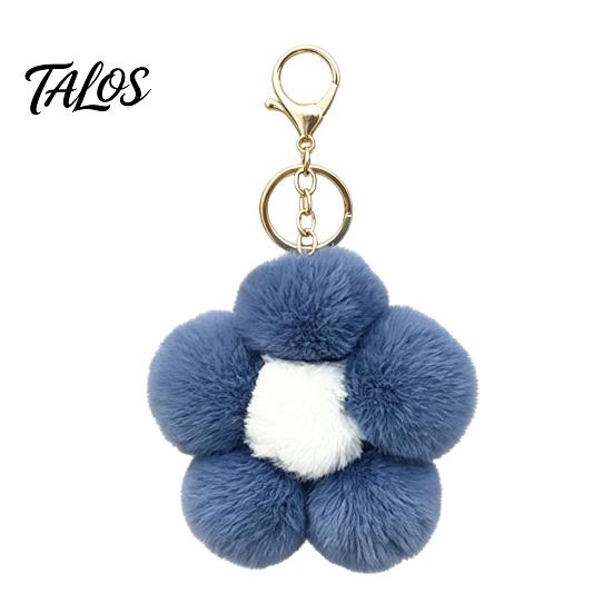 Women Bag Charm Plush Flower Keychain for Handbags, Five-petal Charm, Aesthetic Handbag Pendant Fluffy Backpack Hanging Accessory Soft
