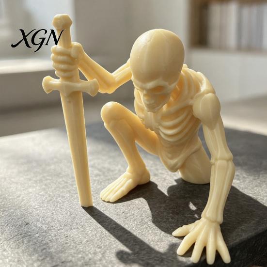 Mysterious Room Ornament 3D Printed Skeleton Figurine with Swords, Creative Desktop Ornament, Gifts for Friends Swords Statue Home Office Halloween