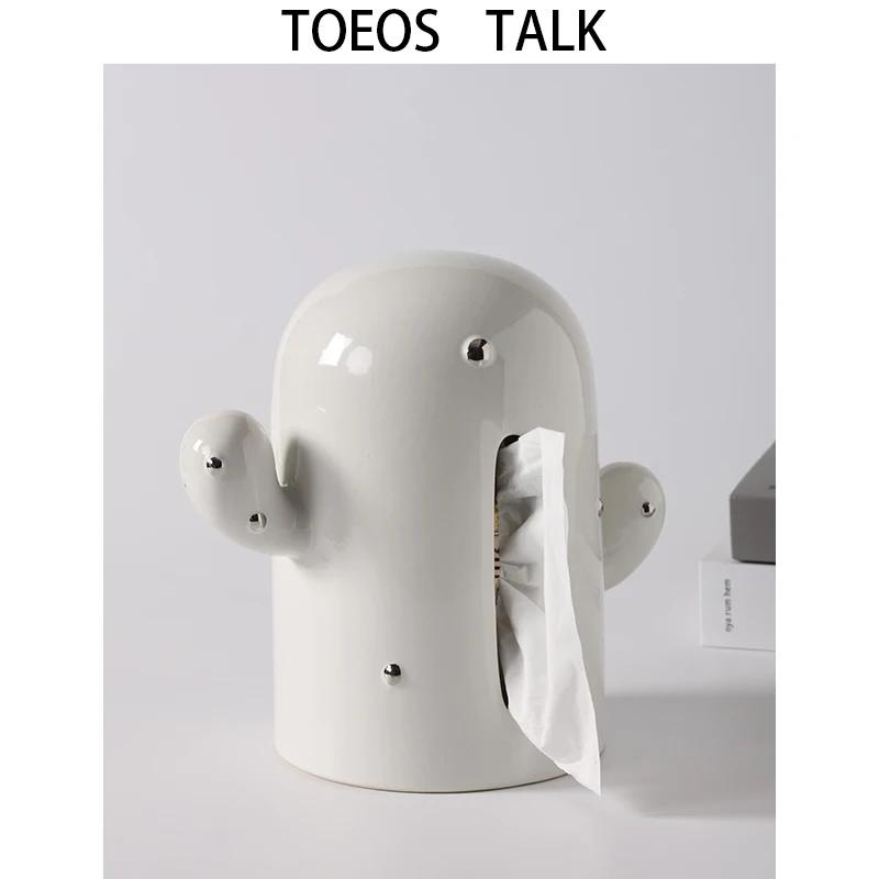 

For Kaktus Keramik Tissue Box Cartoon Papier Handtuch Halter Simulierte Präge Serviette Desktop Lagerung Organisatoren білий