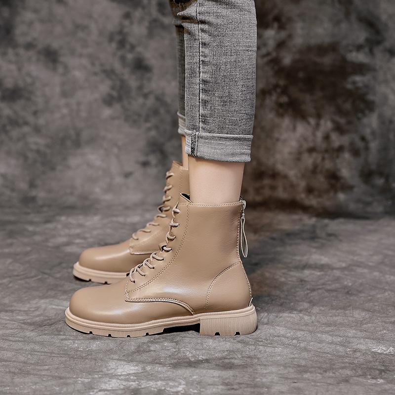 Black Martin boots women's zipper high-top autumn and winter waterproof casual shoes women's thick-soled trendy versatile boots