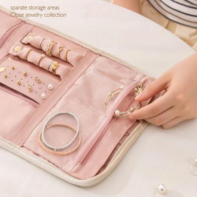 Faltbarer Schmuckkoffer mit Rollen, Reise-Schmuck-Organizer, tragbar, für Reisen, Ohrringe, Ringe, Diamant-Halsketten, Broschen, Aufbewahrungstasche