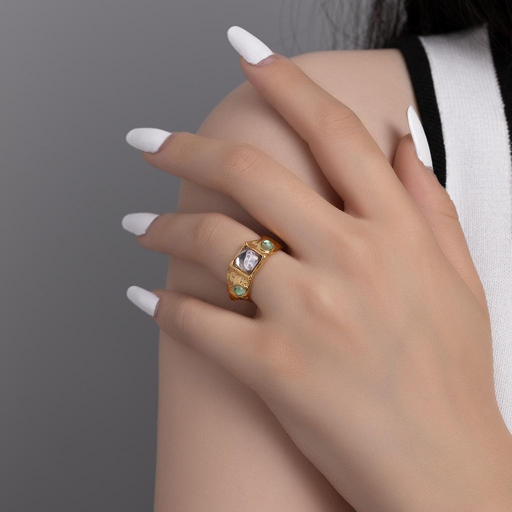 Chic Vintage Baroque Rhinestones Rings For Women With Multicolor Stones And Premium Gold Color Designs for Fashionistas