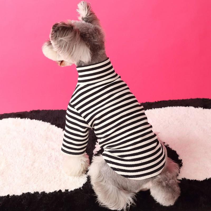 Pet Dog Cat Two-Legged Cotton T-Shirt Winter Striped Base Layer Schnauzer Teddy Poodle Shiba Inu Bichon