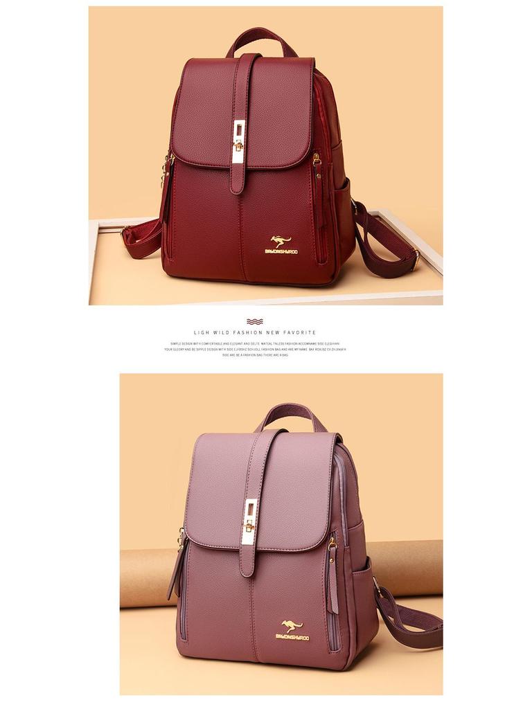 2025 Women's Versatile Korean Style Soft Leather Backpack - Large Capacity, Simple Design