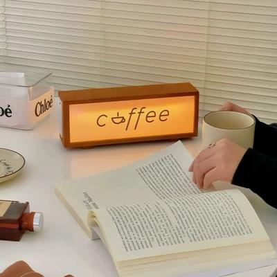 New LED Mood Desktop Light Coffee Wooden Night Light USB Table Lamp Birthday Gift