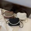 Trendy Black And Beige Pearl Chain Small Bag For Women Stylish Crossbody Purse For 2024 Spring Summer Fashion