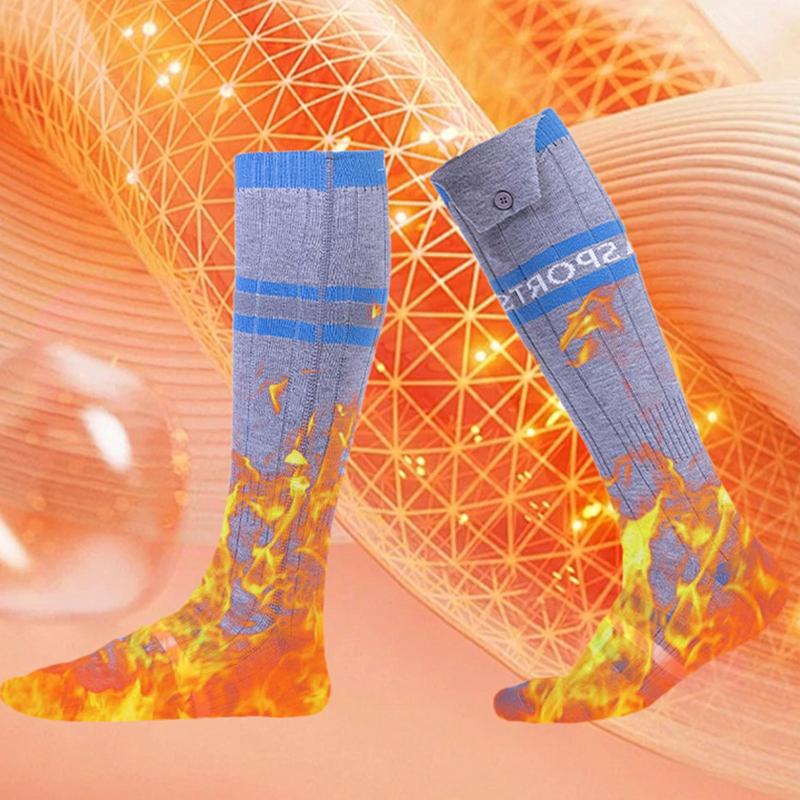 Beheizte Socken Wiederaufladbar USB Elektrisch Beheizte Socken Warme Baumwollsocke Langes Strumpf mit 3 Heizstufen Unisex Winterwärmer