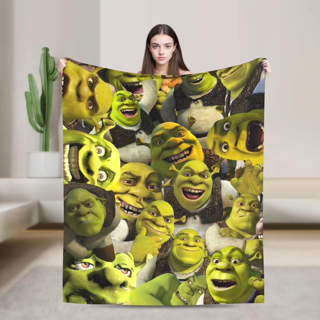 Shreks Donkey Cartoon Movie Blanket Fleece Spring/Autumn Multifunction Lightweight Throw Blanket for Bed Car Rug Piece