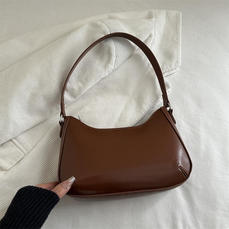Women Vintage Simple Armpit Shoulder Bag Fashion Daily Small Square Dumpling Bag