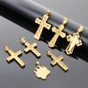 Hip Hop Gold Color Zirconia Dog Paw Pendant Necklace for Men Larger Cross Stainless Steel Jewelry Rock Women's Accessory Gift