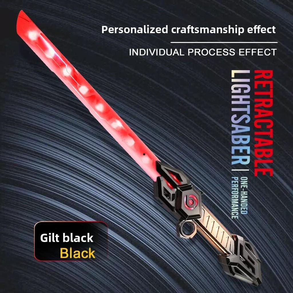 Световой двусторонний световой меч Звездные Войны с выдвижными лезвиями для детских игр и воображения чёрный