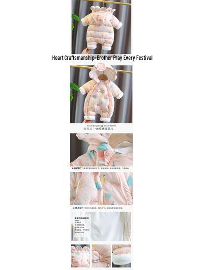 Macacão de Inverno Espesso para Bebês Meninas - Roupa Quente e à Prova de Frio para Bebês de 1 Ano