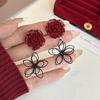 Antique Ankara Red Rose National Style Light Luxury Elegant Temperament Female Personalized Earrings