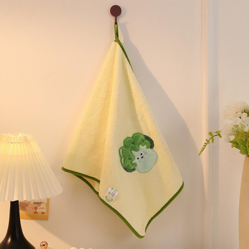 Coral Fleece Towel, Bathroom Hanging Absorbent Square Towel, Kitchen Dual-purpose Hand Towel, Non-shedding Handkerchief