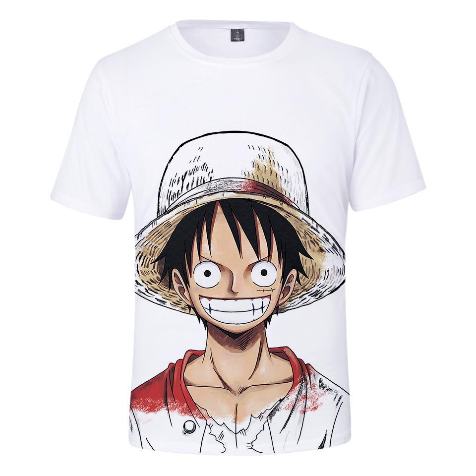 ONE PIECE Аниме Принт Мужская Футболка Повседневная Дышащая Футболка Смешная Мультяшная Свободная Футболка Уличная Футболка Мужская XS белый