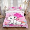 Pink Rose Kitty Print 3Pcs Bedding Setduvet Cover With 2 Bedropillowcase Home Birthday Gift